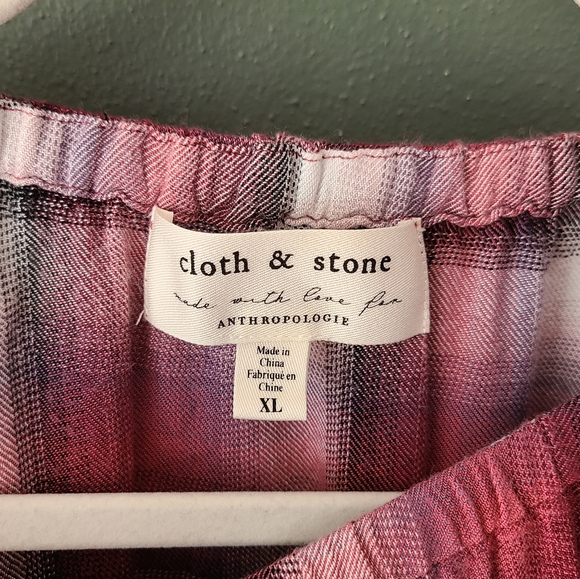 Anthropologie Cloth & Stone Glacier Plaid Top, Size XL - Picture 3 of 4